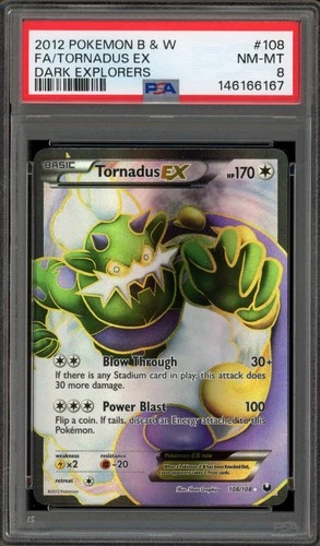 Pokemon Tornadus EX Dark Explorers Full Art #108 PSA 8