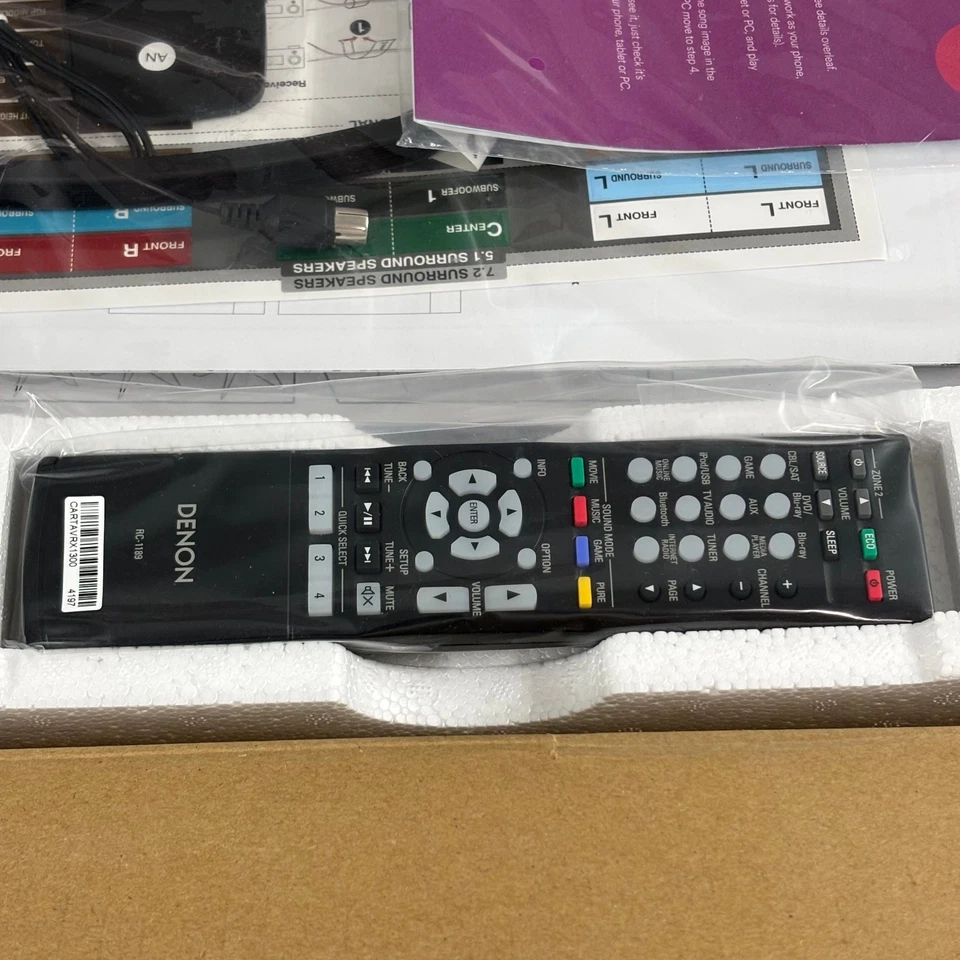 Denon AVR-X1300W 7.2 Ch AV Receiver – 4K Wi-Fi Bluetooth Dolby Atmos DTS:X - NEW - Image 3 of 4