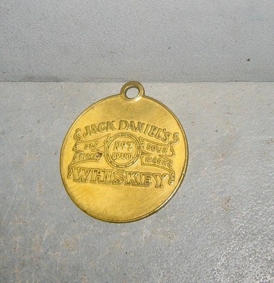 Vintage Jack Daniels Old Time No. 7 Sour Mash Whiskey Gold Tone Medallion, Charm