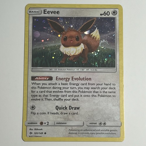 Pokémon TCG - Eevee SUN AND MOON BASE SET - 101/149 Cosmos Holo NM SWIRL RARE