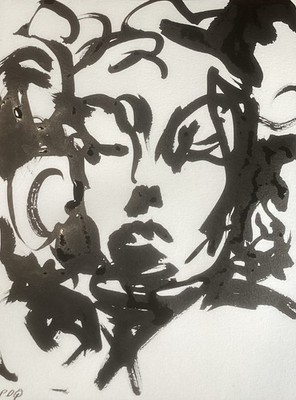 PDQ Artist Original Figurative Woman Muse Impressionism Art Sumi-E Ink Paintings