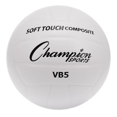 Champion Sports VB5 Synthetic Leather Volleyball - White/Black