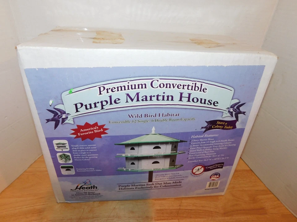 NUEVO Heath Aluminio 12 Habitaciones Deluxe Púrpura Martin Birdhouse, 10/33 Foto 2 de 3
