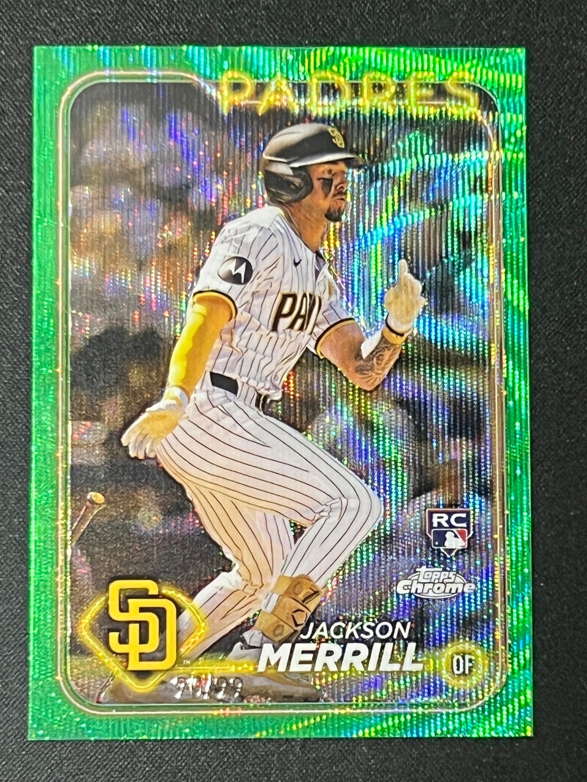 2024 Topps CHROME JACKSON MERRILL GREEN WAVE REFRACTOR 90/99 PADRES RC #207