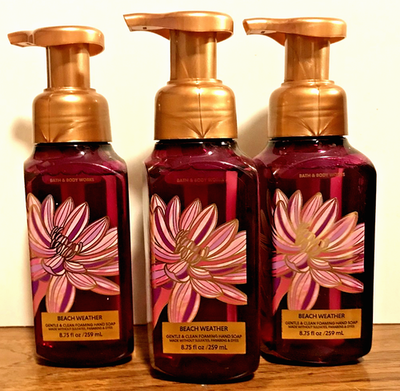 #ad BEACH WEATHER GENTLE FOAMING HAND SOAP WASH BATH BODY WORKS X 3 PURPLE $26.99