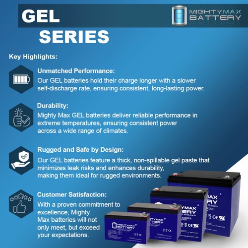 Mighty Max 12V 12AH GEL F2 Battery Compatible with Power Patrol SLA1105 - 10Pack - Picture 3 of 6
