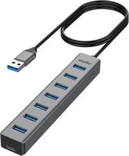 USB 3.0 Hub 7-Port Multi Aluminum 1m Extension Cable Splitter Space Gray Set