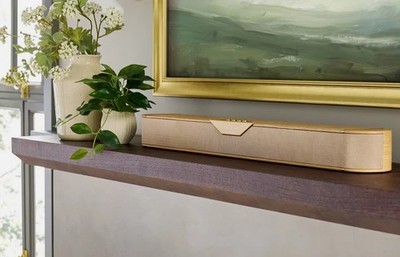 Hearth & Hand Magnolia Soundbar Speaker NEW Wood & Brass HDMI AUX Bluetooth
