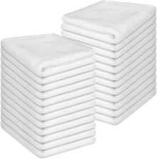 24 Pack 100 Cotton Wash Cloth, 12x12 Inch Highly Absorbent and Soft Feel Finger