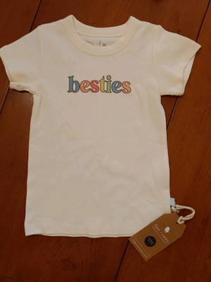 Finn & Emma 3T Besties Unisex Top Toddler Ivory Organic Cotton Sustainable READ