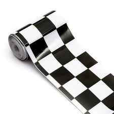 2.8M Chequered Racing Flag Vinyl Tape Decal Sticker Black / White Exterior Car