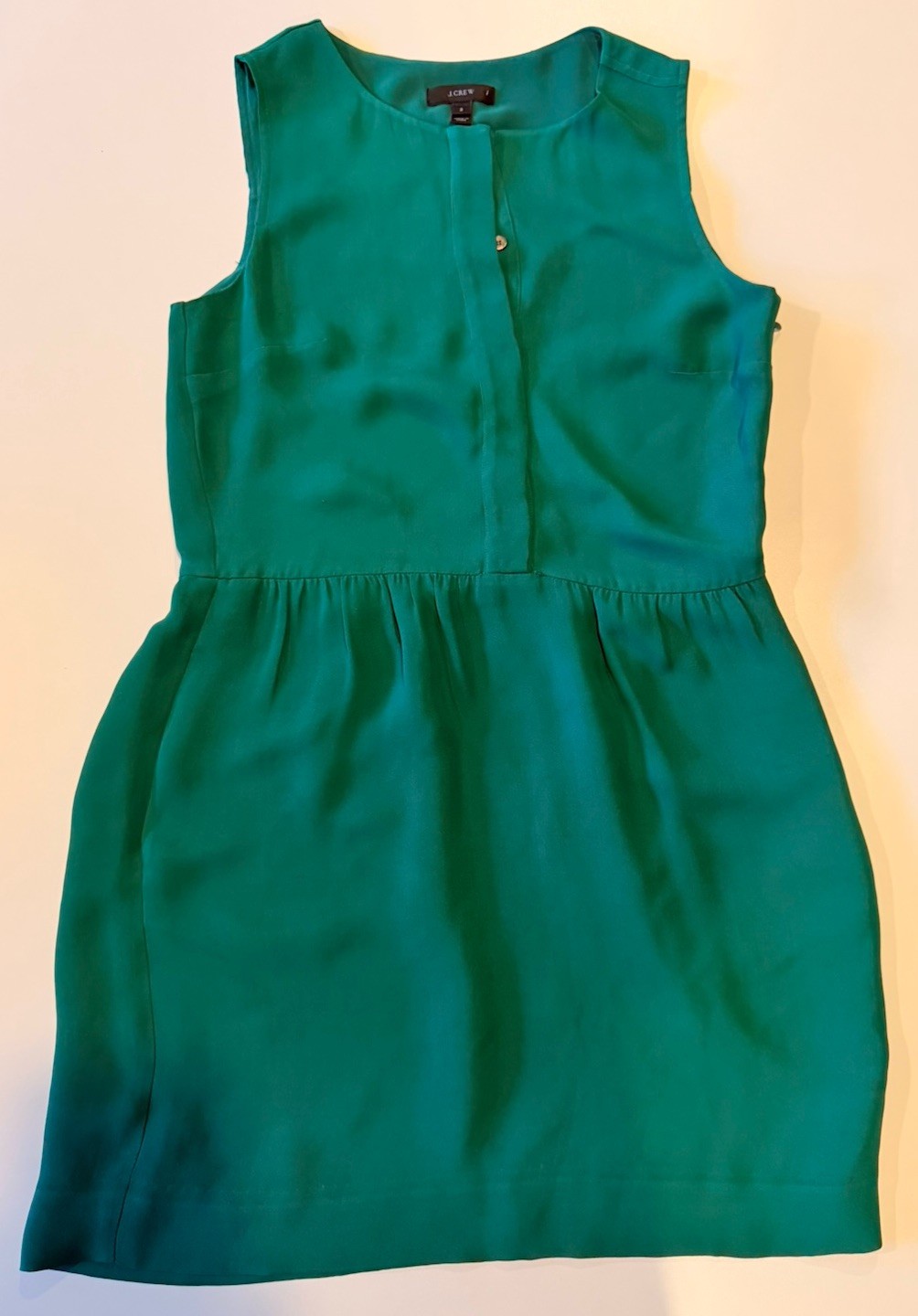 J.CREW Green Sleeveless Romper Crew Neck Button Closure Size 2
