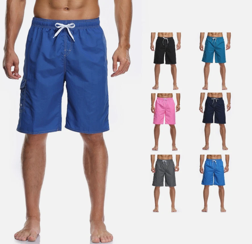 Men's Cargo 3 Pockets Swim Trunks Swimming Shorts Suit Beach Surf Board Swimwear