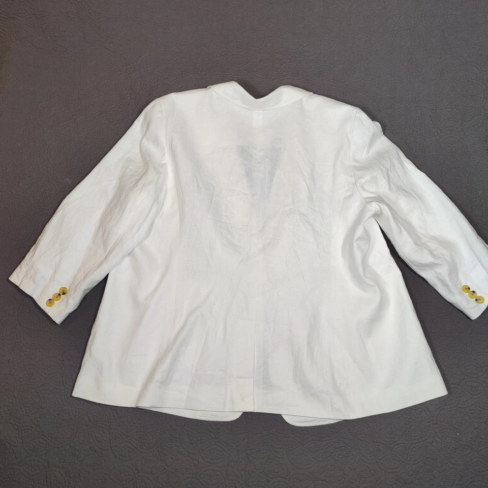 Talbots Linen Blazer Jacket Single Breasted Lined Womens 22W White Career Work  - Image 2 of 4