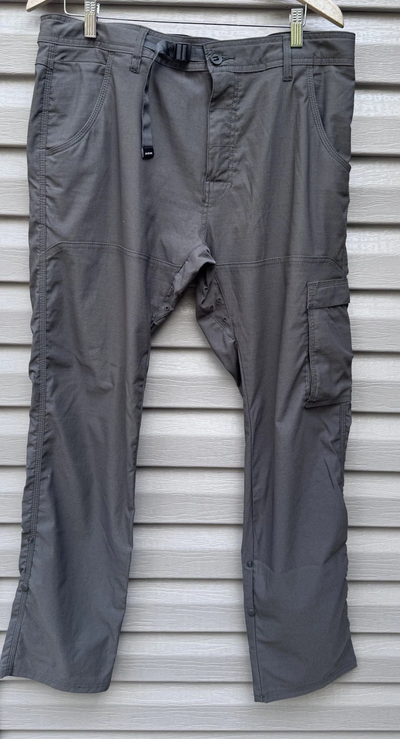 Prana Pants Mens 36x32 Zion II Straight Hiking Cargo Belted Stretch Outdoor