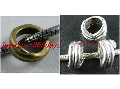 30pcs Tibetan Silver/Bronze Color Large Hole Spacers 14x8mm 11222