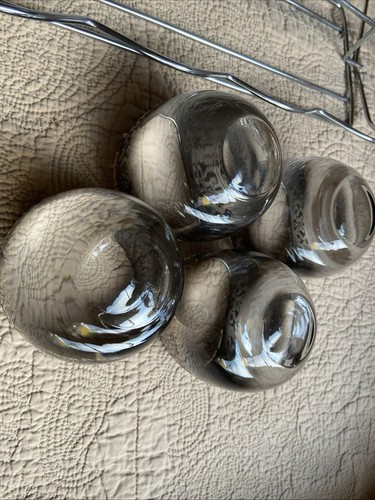 Set Of 8 Vintage Silver Fade Roly Poly Rocks Glasses MCM with Carrier - Picture 16 of 24