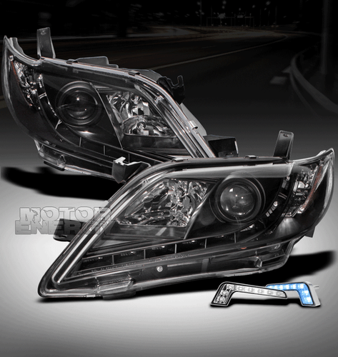 07-09 TOYOTA CAMRY LED JDM BLACK PROJECTOR HEAD LIGHT LAMP+BLUE DRL CE LE SE XLE - Bild 1 von 4