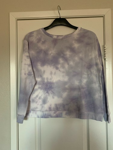 SPLENDID Thermal Tie Dye Long Sleeve PURPLE LAVENDER Shirt Top Crewneck  - Afbeelding 2 van 5