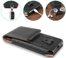 For Samsung Galaxy Series Black Leather Card Slot Belt Clip Workman Case Cover