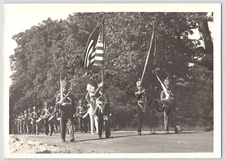 Photo The color Guard In Front Of The Marching Band Vintage Black And White