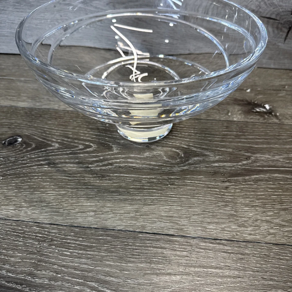 "Cuenco de cristal con patas Jasper Conran AURA de Wedgwood marcado firmado 10x5,25""" Foto 3 de 4