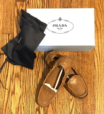 Prada Milano driving Loafers  vintage Prada Italy Milano Brown Suede Logo Driving Loafers Man main image 2