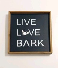 Dog   Puppy sign Live Love Bark 9x9 paw print wood Pet Lover Quote Home Decor