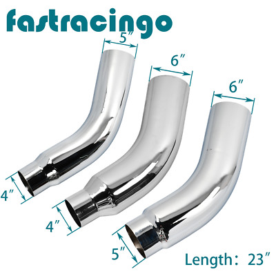 4''-5''/4''-6''/5''-6'' Inlet Outlet Diesel Exhaust Chrome Turndown Elbow Tip 23'' Long