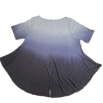 Tunic Womens 2X Ombre Blue Flowy Fit Gradient Design High Low Hem Boho Style Top