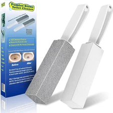 Toilet Bowl Cleaner Pumice Stone -Hard Water Stain Remover with Ergonomic Handle