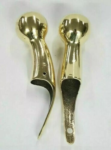TWO (2) Hames Solid Brass Walking Stick Cane Hand… - image 1