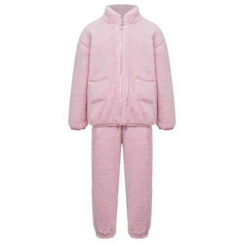 Unisex Kids Outfits Winter Set Long Sleeve Sleepwear Zipper Stand Collar Casual - Picture 16 of 53