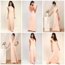 Lulu's Tricks of the Trade Blush Pink Maxi Dress Infinity Reversible size S BA 