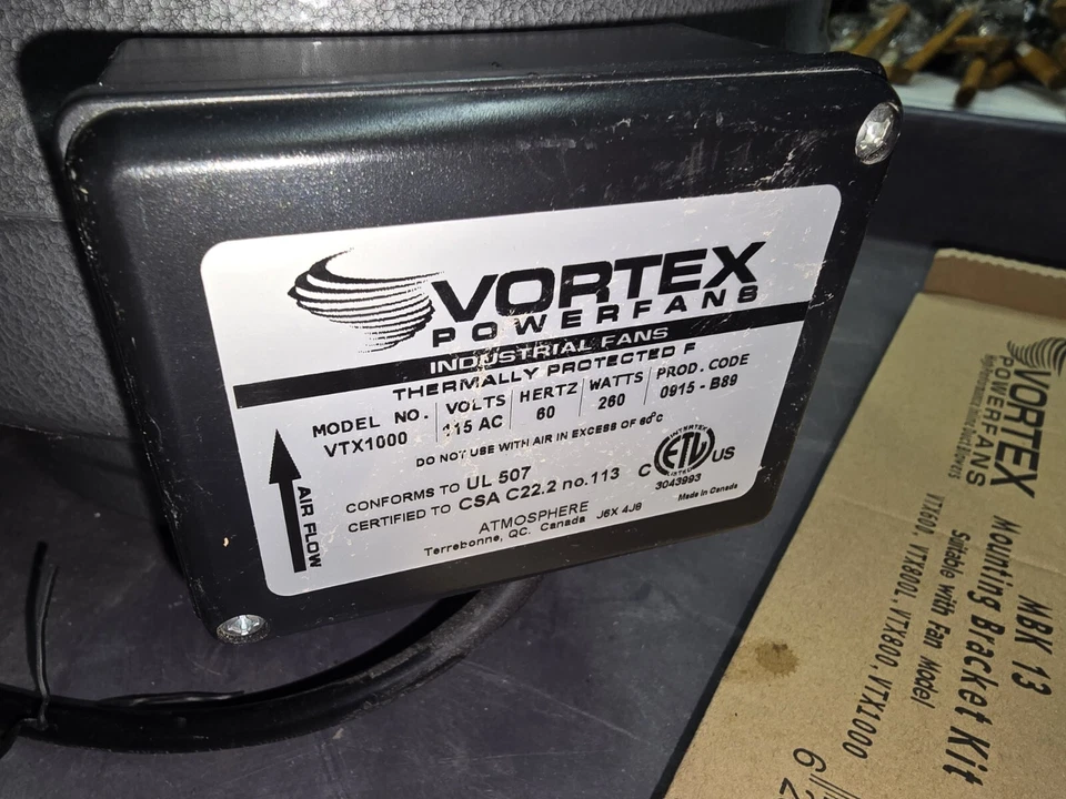Vortex 10" 791 CFM VTX1000 Powerfan Centrifugal Blower - Image 3 of 4
