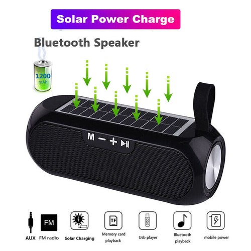 Haut-parleur Bluetooth sans fil stéréo énergie solaire haut-parleur radio FM Aux TF USB - Photo 6 sur 11