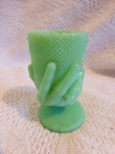 PORTIEUX ? COQUETIER OPALINE VERTE VERRE GRANITE MOULE MAIN TENANT VERRE