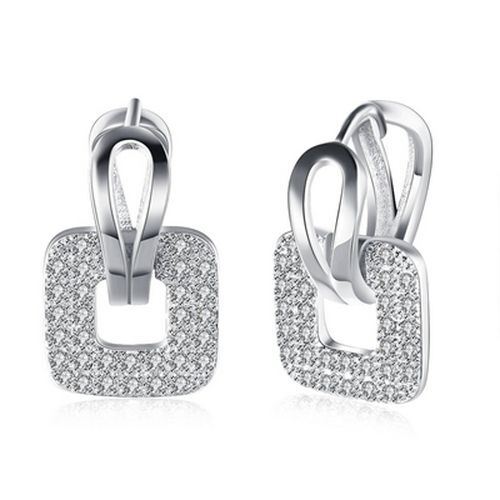 Round Circle Cubic Zirconia Earrings Women Fashion Jewelries Copper Hoop Earring - Picture 21 of 41