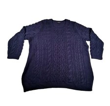 Ellos Sweater Women's Size 1X 22/24 Navy Cableknit Classic Staple PLUS SIZE