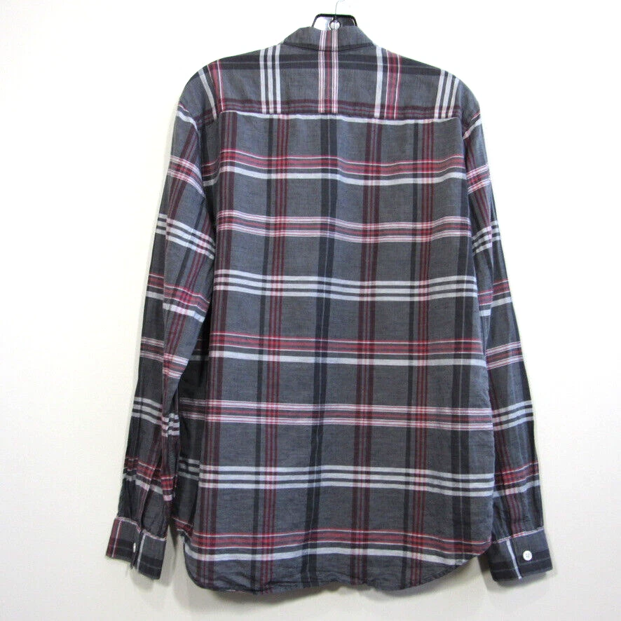 Theory Rammy NP Mantra Shirt Mens Large Long Sleeve Linen Cotton Plaid - Image 3 of 4