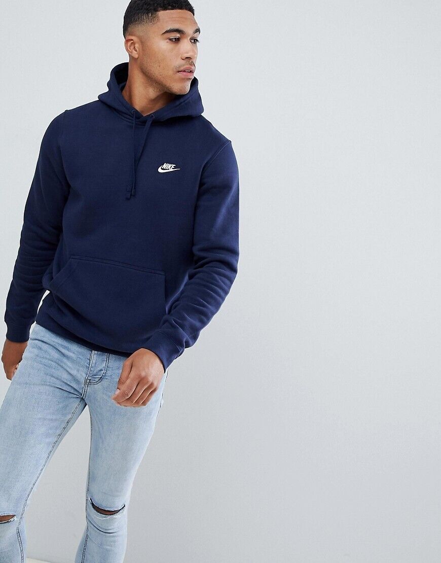 Nike Men's Club Fleece Pullover Longsleeve - Navy Blue Nike Men's Club Fleece Pullover Longsleeve - Navy Blue