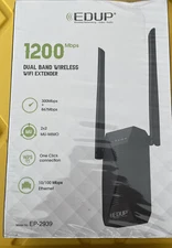 EDUP Wall Plug 1200Mbps. 2.4GHz Dual Band Wireless Wifi Extender. NIB. EP-2939