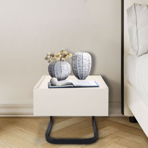 Mesita de noche moderna dormitorio mesa auxiliar con cajón rectangular mesita de noche - Imagen 13 de 24