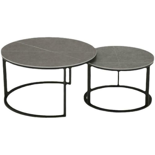 Rectangle Round Marble Coffee Table Anti-stain Nesting Accent Table Metal Frame - Picture 46 of 62