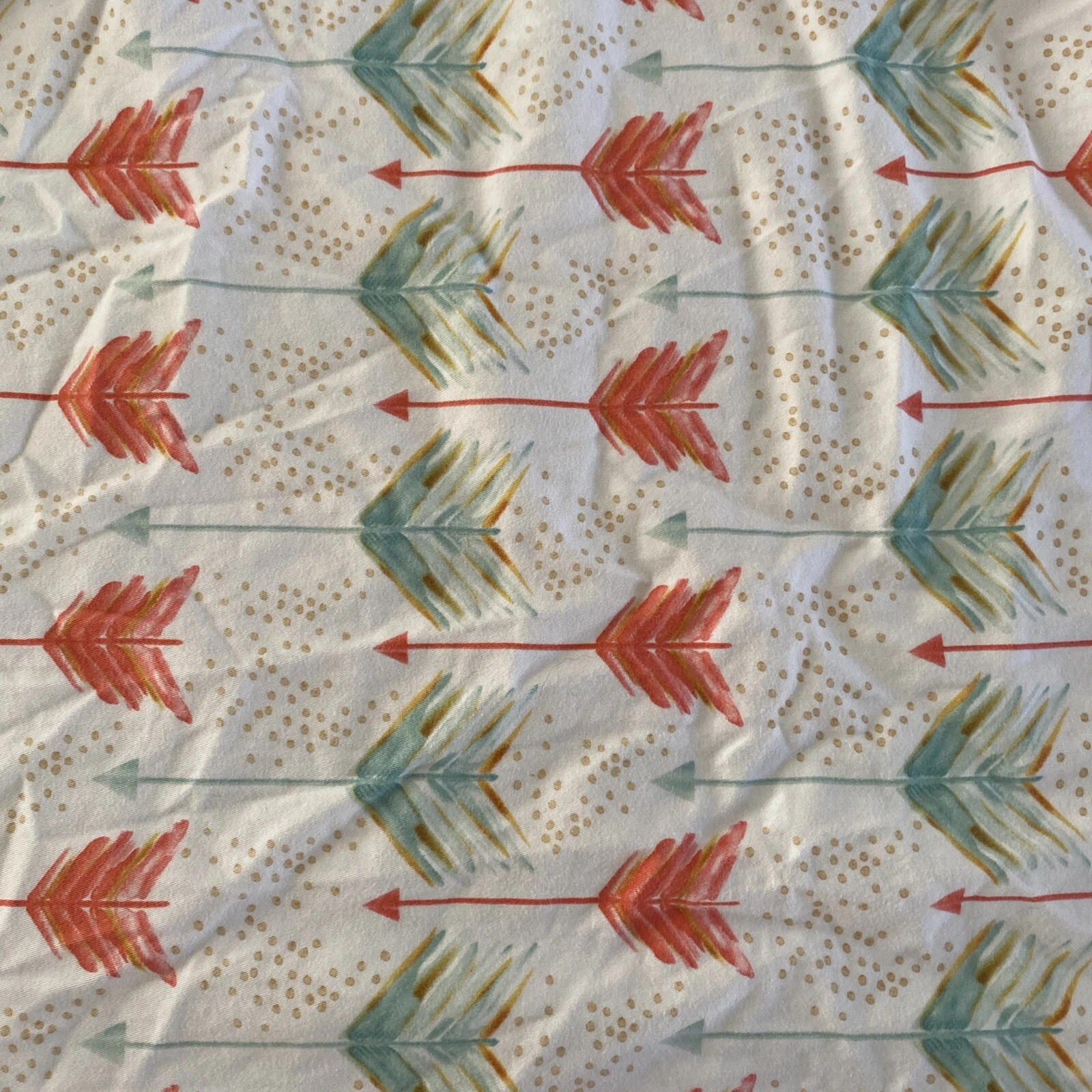 Carousel Designs Crib Dust Ruffle, Sheet and Blanket, Arrow Coral & Turquoise