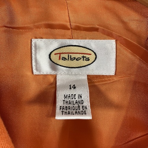 Talbots Womens 100% Irish Linen Lined Button Blazer sz 14 Orange Classic Preppy - Picture 6 of 14