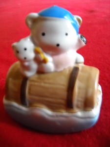 Vintage Piggy Bank Two Bears on a Barrel