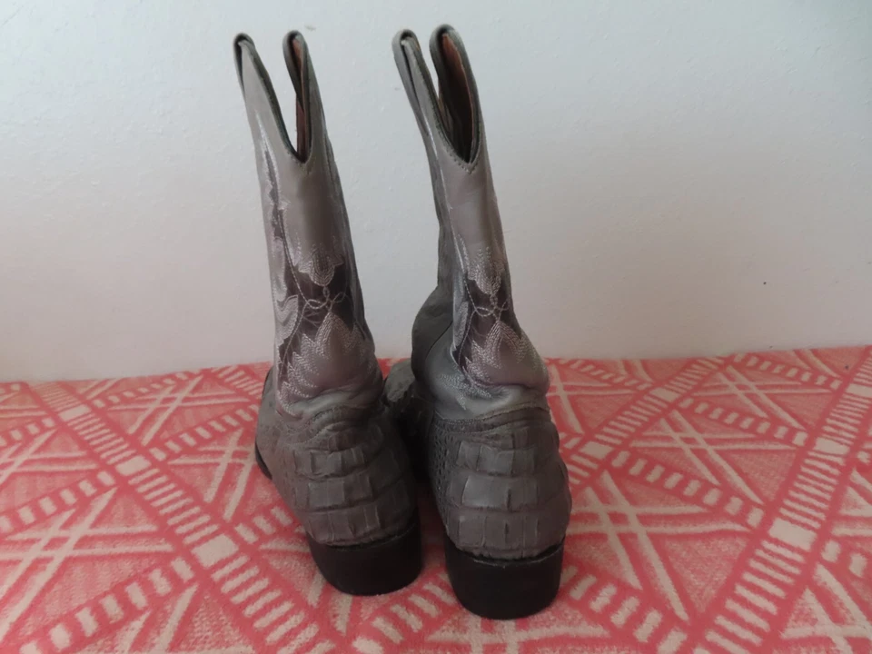 Винтажные ковбойские сапоги El Presidente золотая коллекция крокодил серая кожа 10 D - Изображение 4 из 4