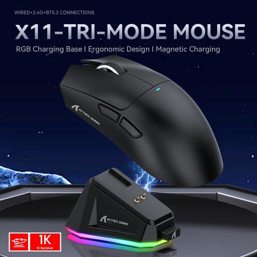 ATTACK SHARK X11 BT/2.4G Wireless/Kabelgebundene Gaming-Maus, PixArt PAW3311 - Afbeelding 19 van 67