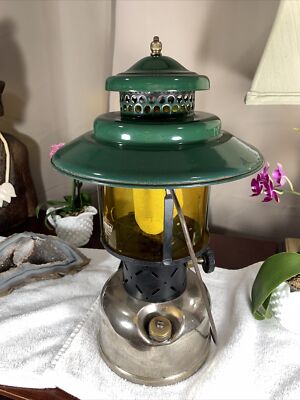 Vintage Coleman DBL MANTLE LANTERN Big Hat RARE VG++Shape GORGEOUS